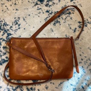 Fossil brown leather crossbody